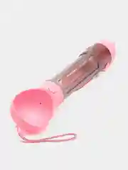Розовый бутылка - поилка прогулочная с отсеком для еды 4 в 1 для собак (дорожная, портативная)