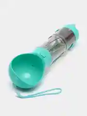 Бирюзовый бутылка - поилка прогулочная с отсеком для еды 4 в 1 для собак (дорожная, портативная)