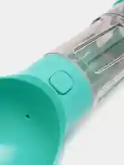 Бирюзовый бутылка - поилка прогулочная с отсеком для еды 4 в 1 для собак (дорожная, портативная)