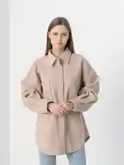 Бежевый меланж рубашка утепленная