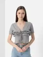 Серый кофта женская с коротким рукавом футболка