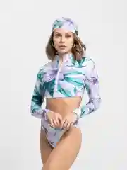 Фиолетовый купальник из трех предметов