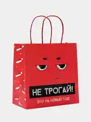Бежевый пакет подарочный новогодний, новогодний пакетик "С новым 2025 годом", 22х22см 1 дизайн