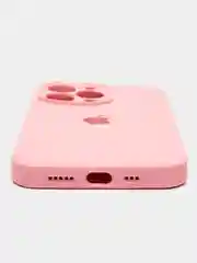 Розовый цветной силиконовый чехол для iPhone 13 Pro, с бархатной прослойкой