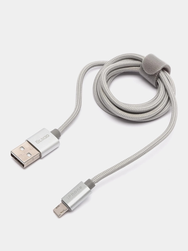 Кабель USB 2.0 OLMIO "Magic 5/8", microUSB + lightning, 2.1 А, 1 м