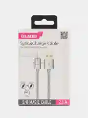Кабель USB 2.0 OLMIO "Magic 5/8", microUSB + lightning, 2.1 А, 1 м