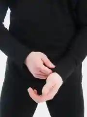 Черный термобелье мужское с начесом (комплект: кальсоны + футболка лонгслив), черный и синий