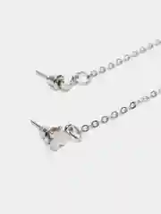Серебряный серьги-гвоздики двойные висячие Луна и звезды