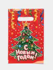 Красный пакет новогодний 20 х 30 см (3, 5, 10 шт)
