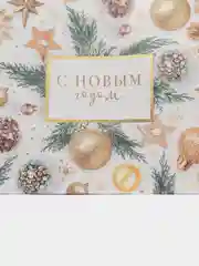 Бежевый пакет подарочный "С новым годом", 21 дизайн