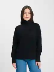 Черный джемпер женский, с горлом