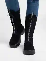 Хром сапоги женские из экокожи, высокие, осенние