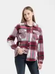 Бордовый рубашка женская в клетку утепленная