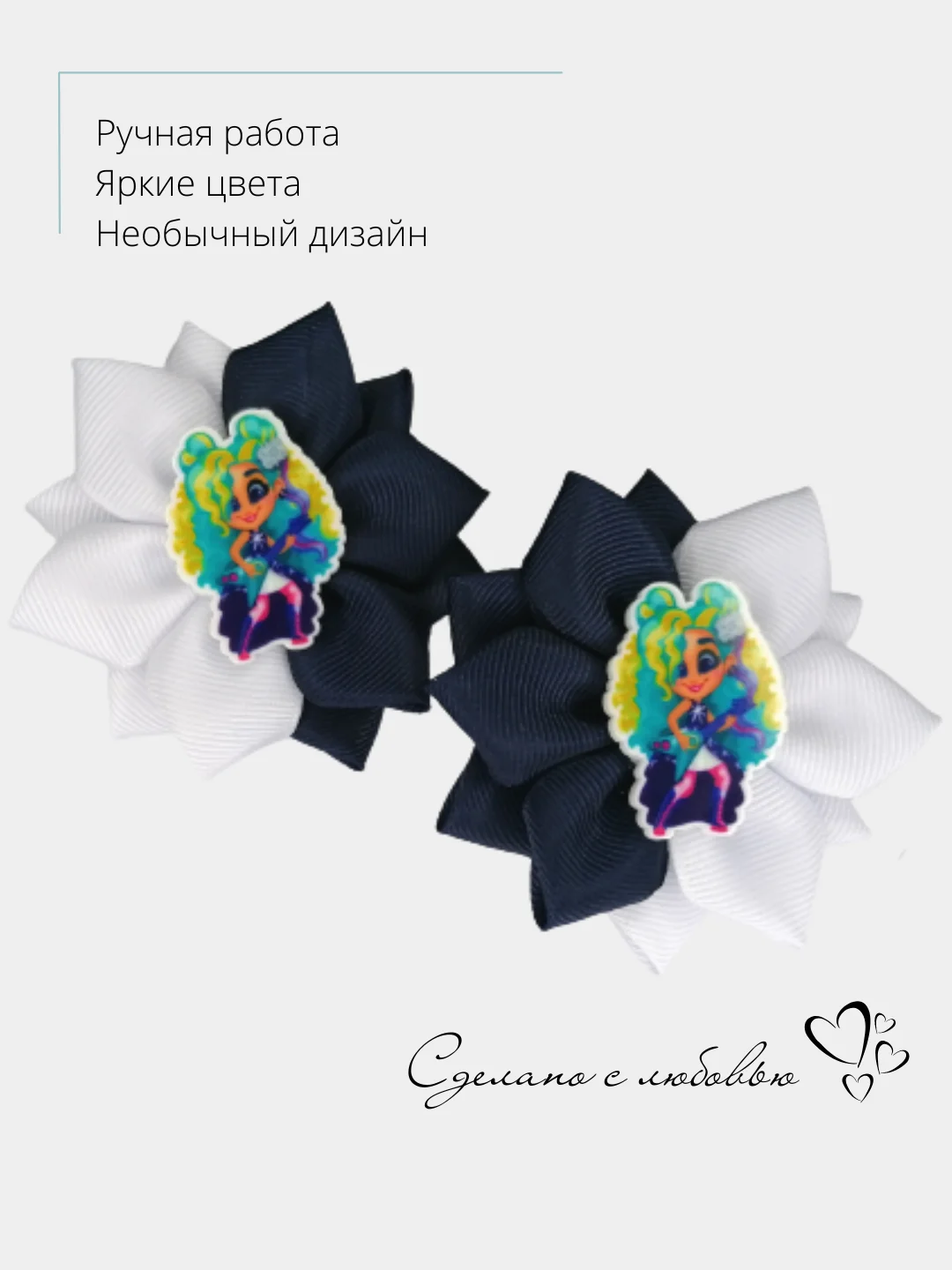 Темно-синий бантики для волос, бантики на резинке, цветные, яркие