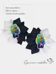 Темно-синий бантики для волос, бантики на резинке, цветные, яркие
