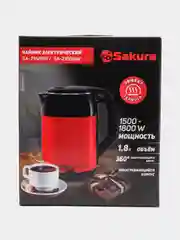 Чайник электрический Sakura SA-2168BR, черный/красный, 1.8 л