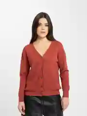 Коралловый вязаный кардиган, женская осенне-зимняя кофта с V-образным вырезом и длинными рукавами