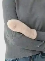 Бежевый варежки женские шерстяные, зимние, вязаные