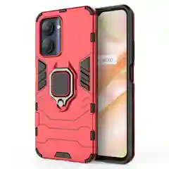 Красный чехол противоударный с кольцом на Realme C33 (Реалми С33)
