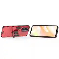 Красный чехол противоударный с кольцом на Realme C33 (Реалми С33)
