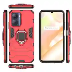Красный чехол противоударный с кольцом на Realme C33 (Реалми С33)