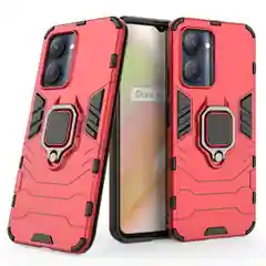 Красный чехол противоударный с кольцом на Realme C33 (Реалми С33)