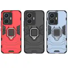 Синий меланж чехол противоударный с кольцом на Vivo T1 (Виво Т1)
