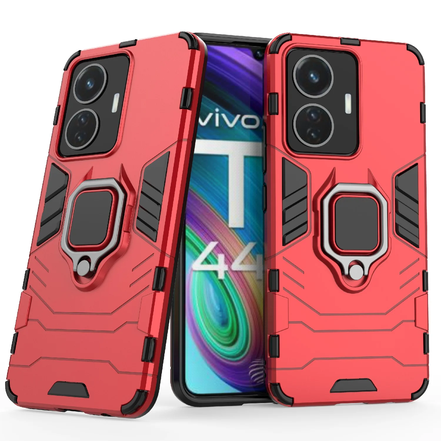 Синий меланж чехол противоударный с кольцом на Vivo T1 (Виво Т1)