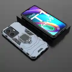 Синий меланж чехол противоударный с кольцом на Vivo T1 (Виво Т1)