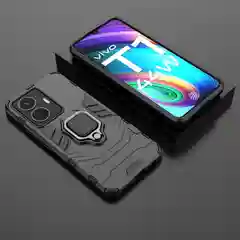 Синий меланж чехол противоударный с кольцом на Vivo T1 (Виво Т1)