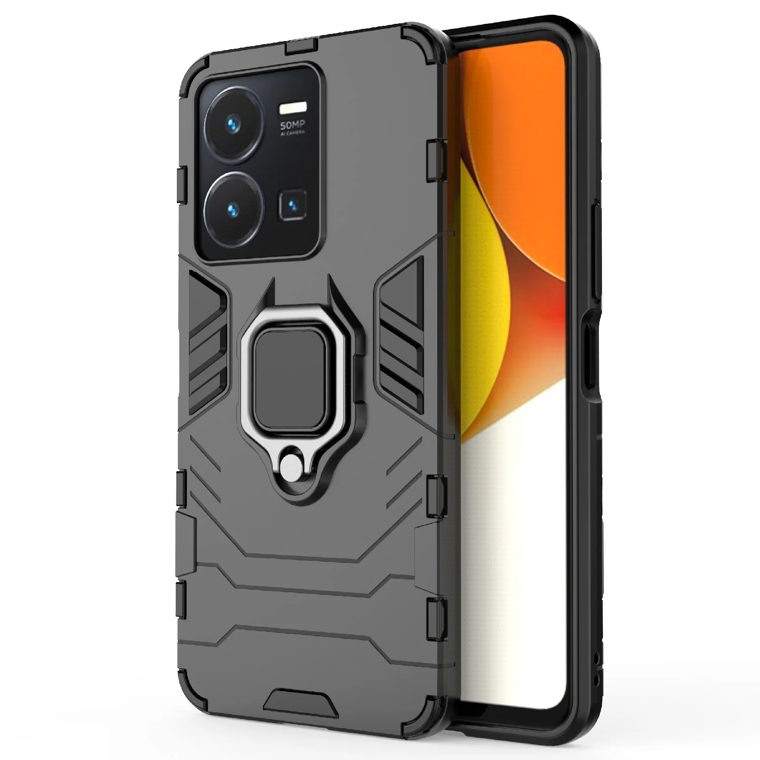 Красный чехол противоударный с кольцом на Vivo Y22 и Vivo Y35 (Виво У22 и Виво У35)