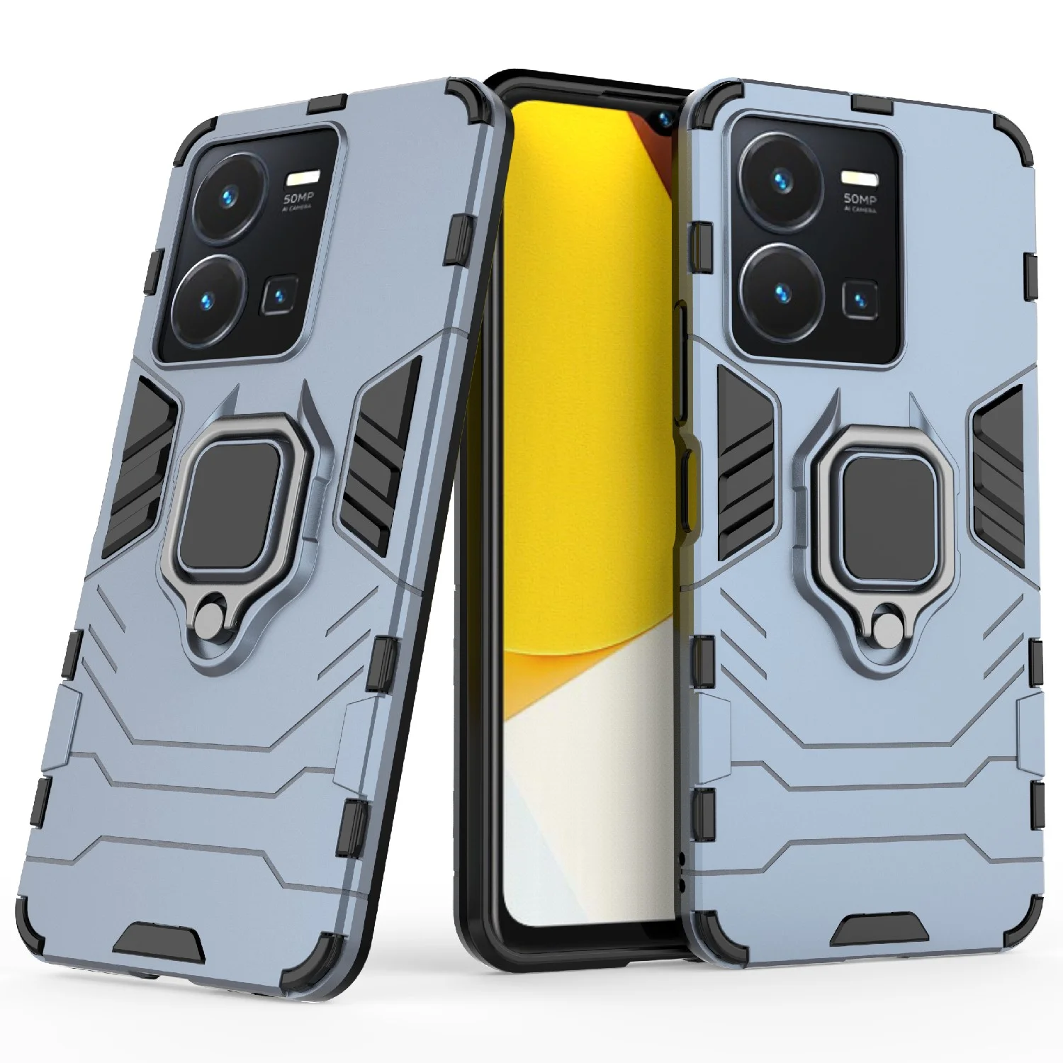 Красный чехол противоударный с кольцом на Vivo Y22 и Vivo Y35 (Виво У22 и Виво У35)