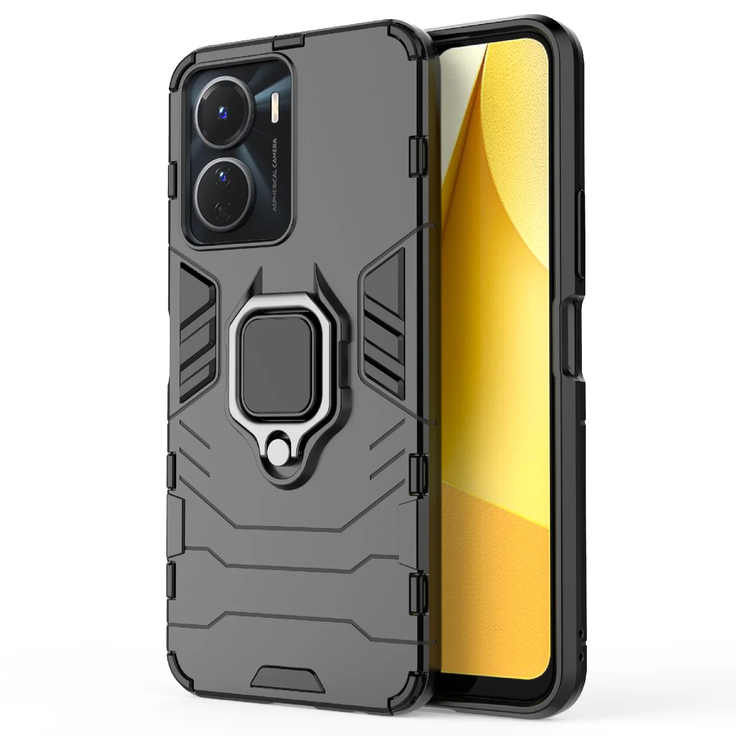 Красный чехол противоударный с кольцом на Vivo Y16 (Виво У16)