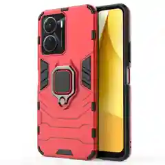 Красный чехол противоударный с кольцом на Vivo Y16 (Виво У16)