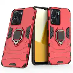 Красный чехол противоударный с кольцом на Vivo Y16 (Виво У16)