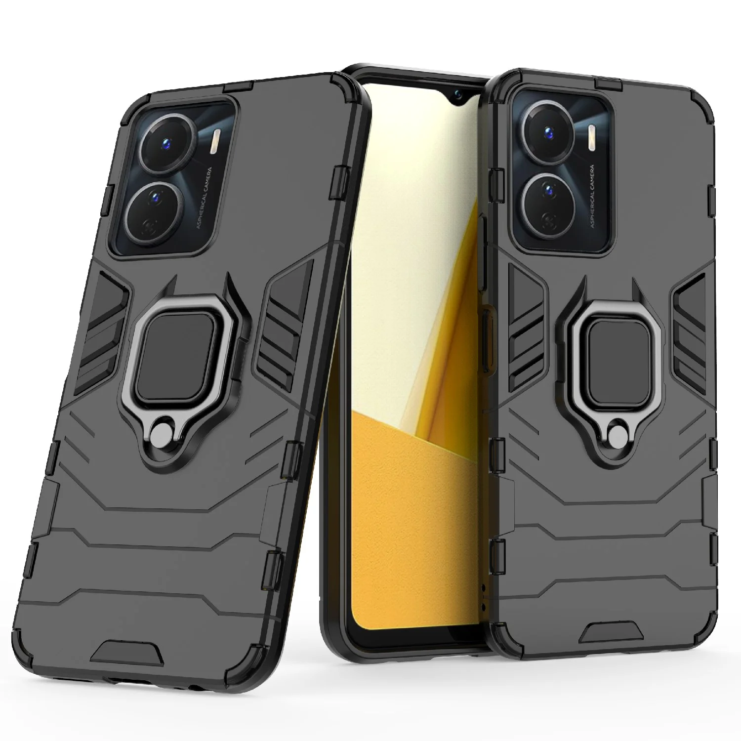 Красный чехол противоударный с кольцом на Vivo Y16 (Виво У16)