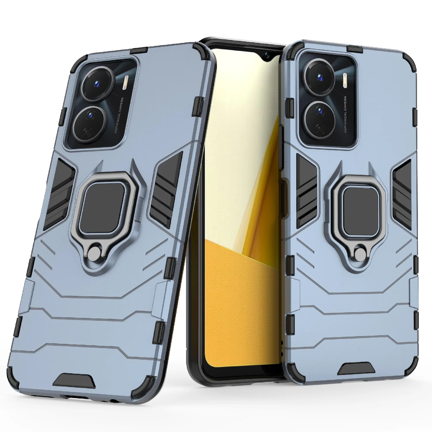 Красный чехол противоударный с кольцом на Vivo Y16 (Виво У16)