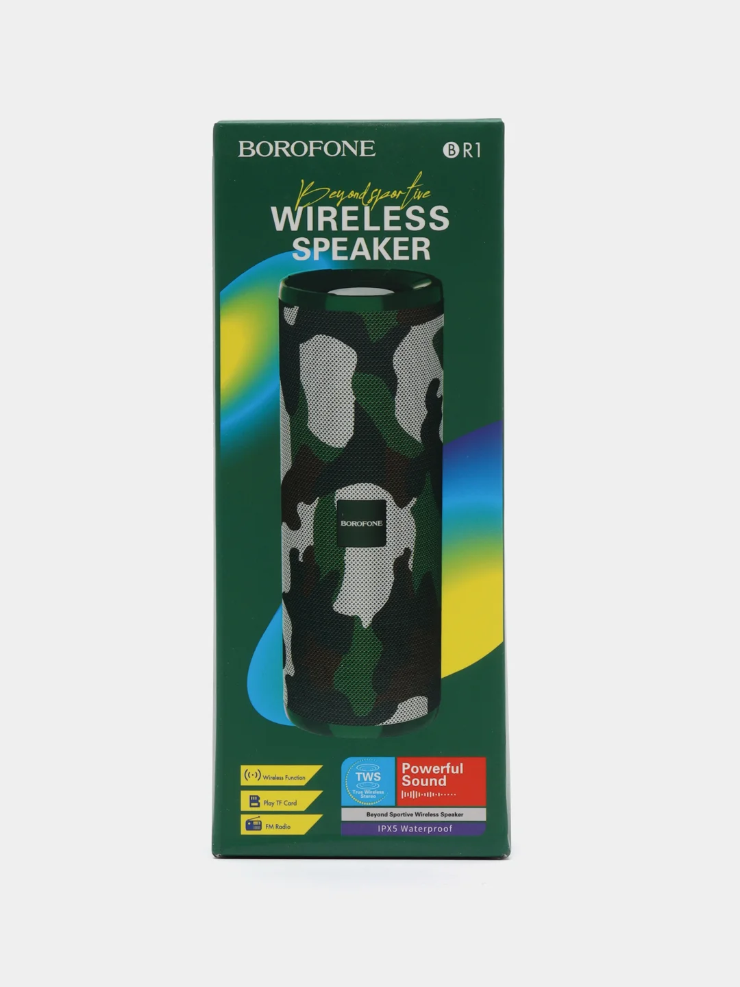 Зелёный хаки портативная колонка BOROFONE BR1 Bluetooth 10 Bt, BT V5.0, батарея 1200 mAh