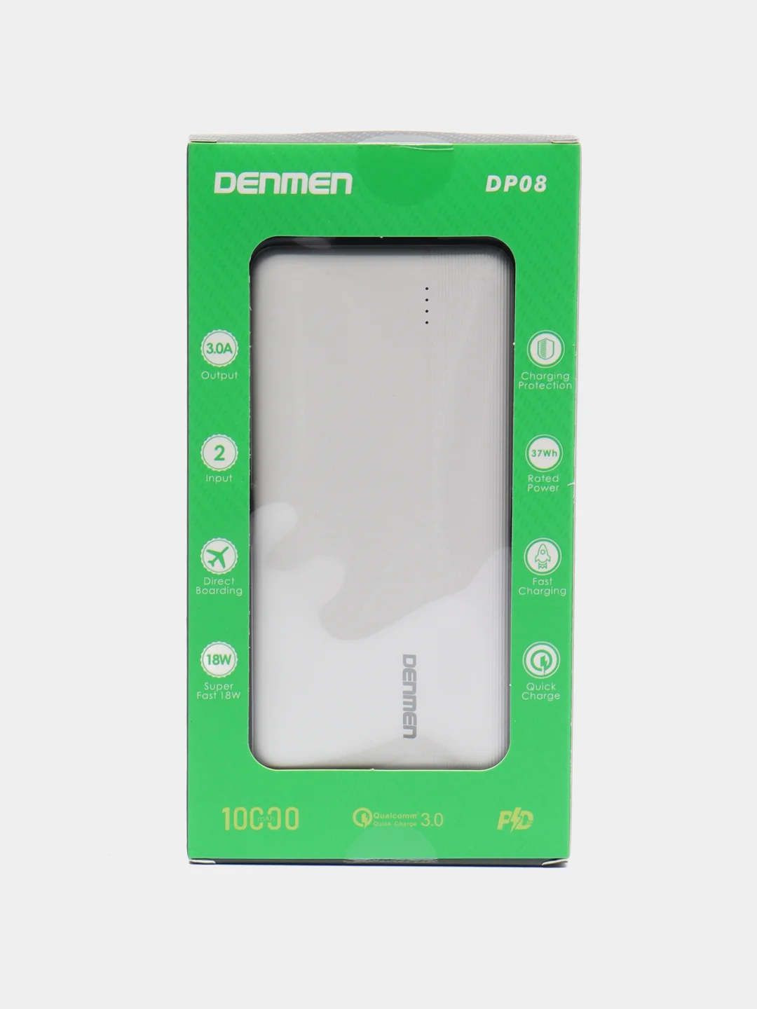 Белый внешний аккумулятор Power Bank DP08 Denmen 10000 mAh