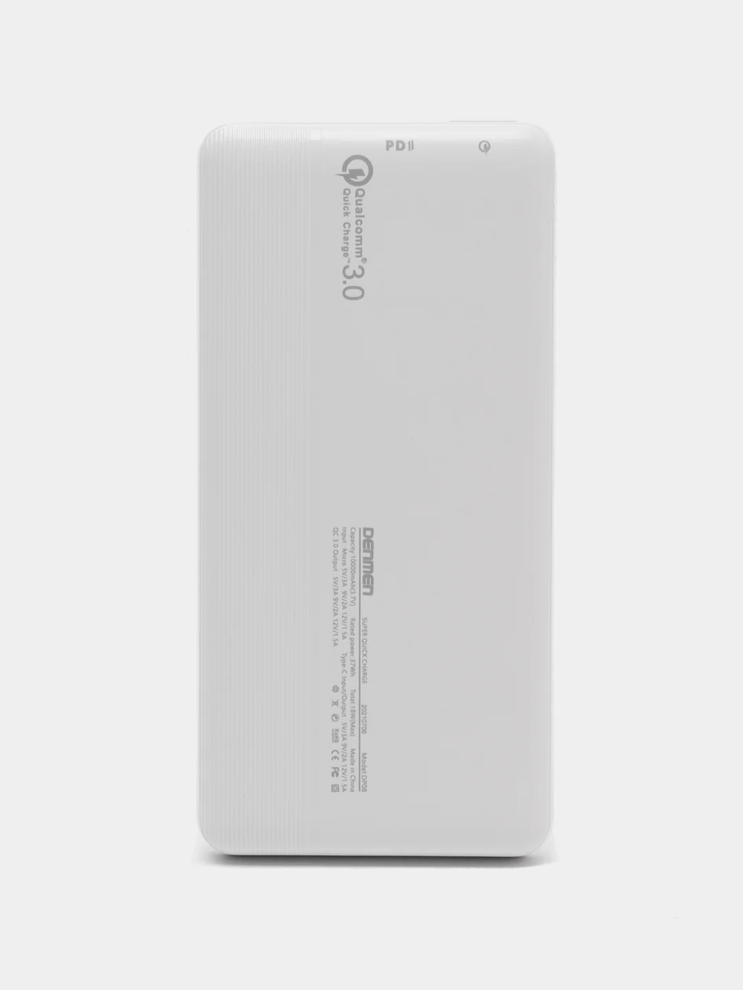 Белый внешний аккумулятор Power Bank DP08 Denmen 10000 mAh