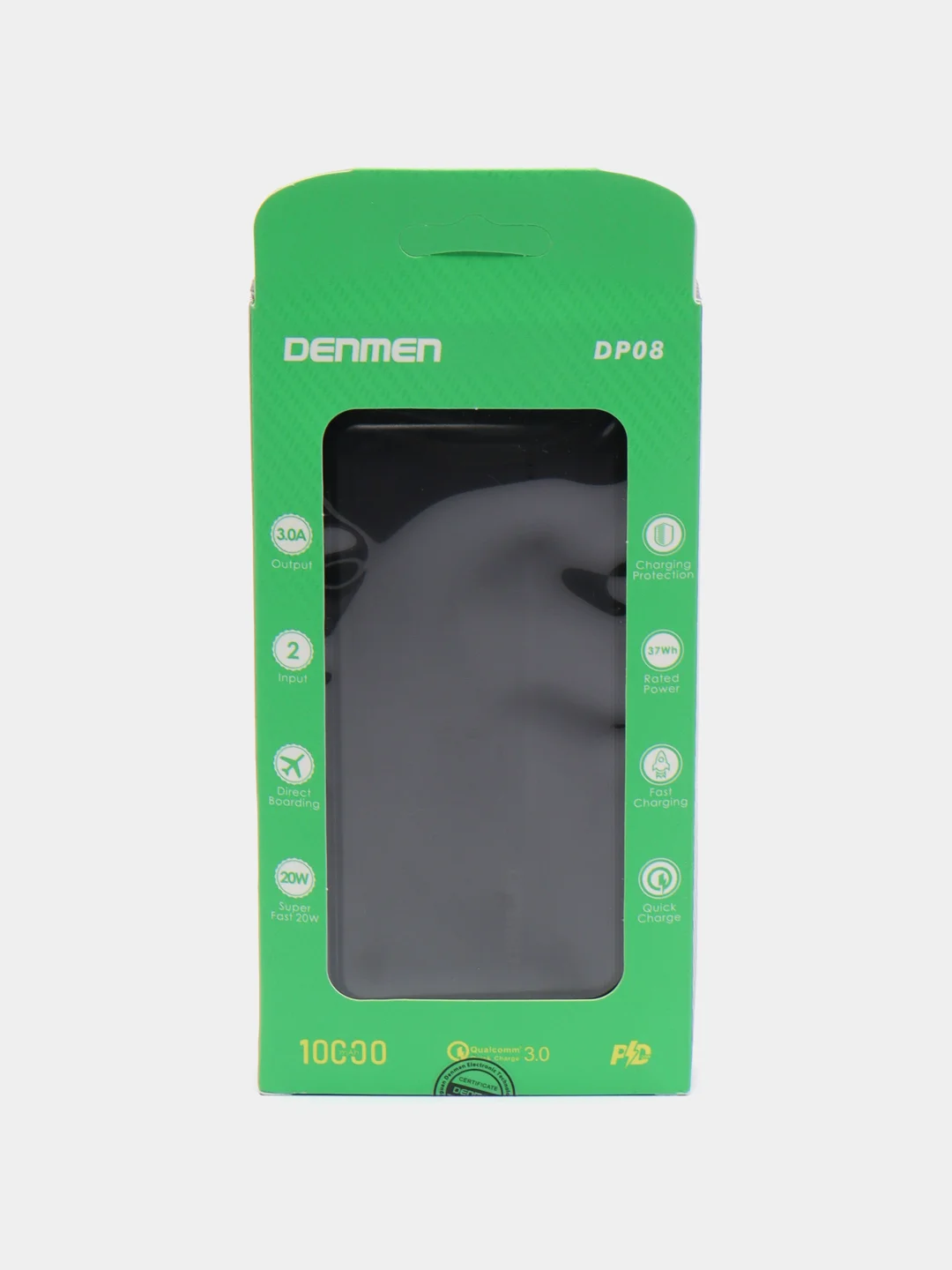 Черный внешний аккумулятор Power Bank DP08 Denmen 10000 mAh