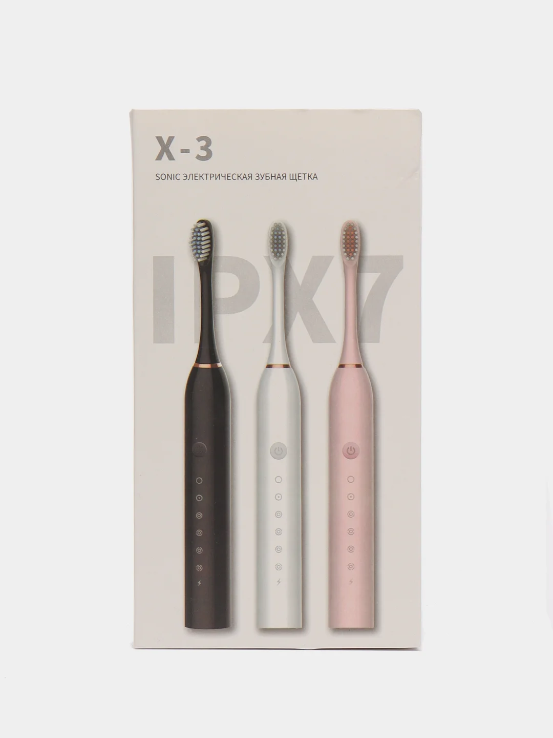 Розовый электрическая зубная щетка SONIC TOOTHBRUSH X-3, звуковая, 6 режимов, 4 насадки