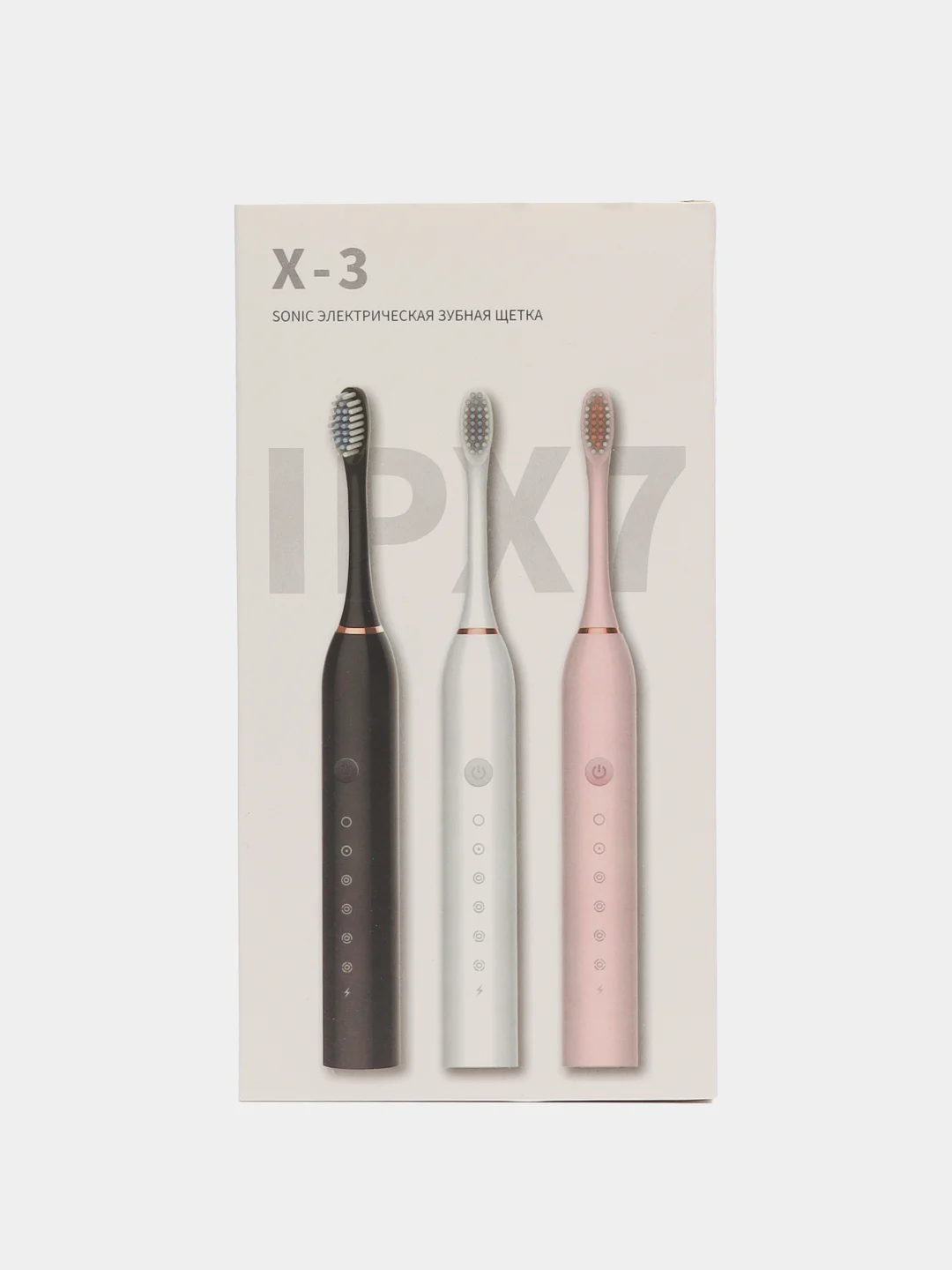 Розовый электрическая зубная щетка SONIC TOOTHBRUSH X-3, звуковая, 6 режимов, 4 насадки
