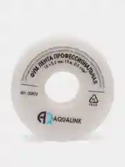 Профессиональная фум лента для сантехники AQUALINK, 19*0,2мм*15 м, 12*0,075мм*10м