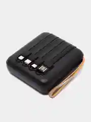 Черный внешний аккумулятор Power Bank 10000, 20000 mAh / Powerbank повербанк с проводами