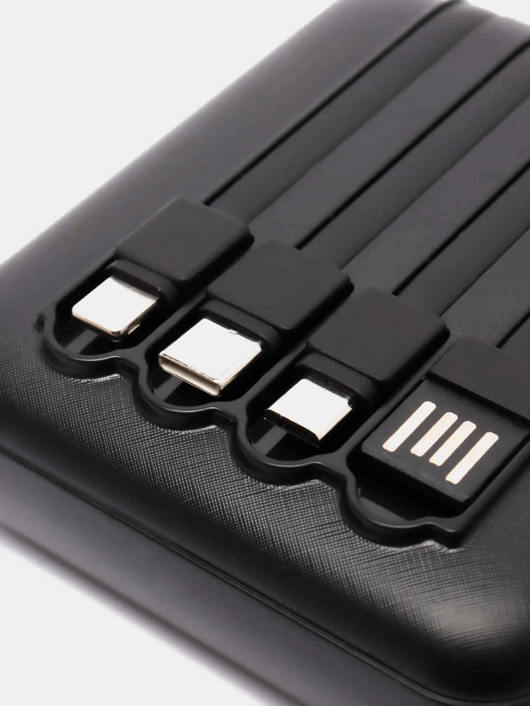 Черный внешний аккумулятор Power Bank 10000, 20000 mAh / Powerbank повербанк с проводами