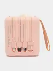 Розовый внешний аккумулятор Power Bank 10000, 20000 mAh / Powerbank повербанк с проводами