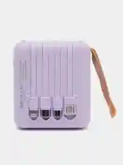 Лавандовый внешний аккумулятор Power Bank 10000, 20000 mAh / Powerbank повербанк с проводами