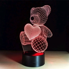 Светильник-ночник 3D, LED мишка, светодиодный