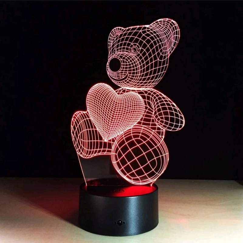 Светильник-ночник 3D, LED мишка, светодиодный